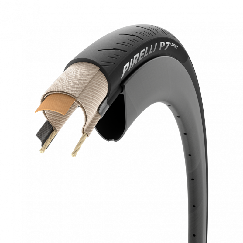 Pirelli P7 Sport Pro Compound/ Techbelt Folding Road Bike Tyres - Black-4