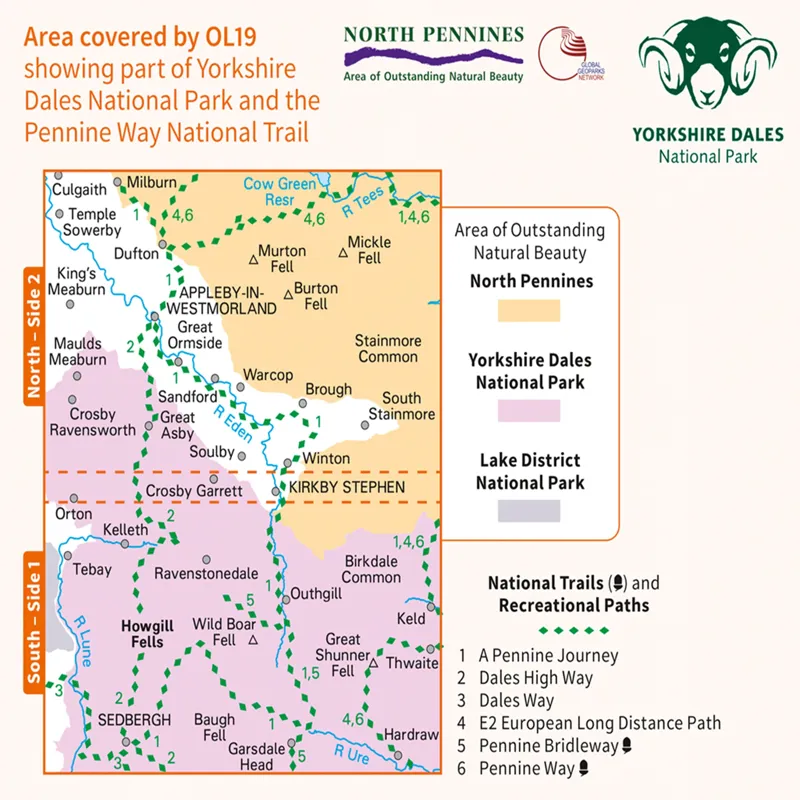 OS Maps Explorer Map - Howgill Fells and Upper Eden Valley OL19