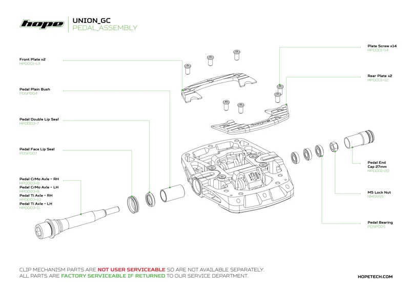 Hope Union Gravity Clipless Platform Pedals - Silver-1
