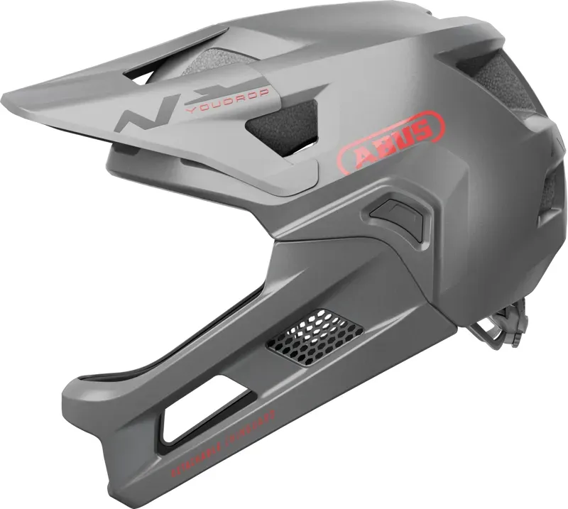 Abus YouDrop Full Face Removable Chinbar Kids Helmet - 48-55cm Small - Ti Silver