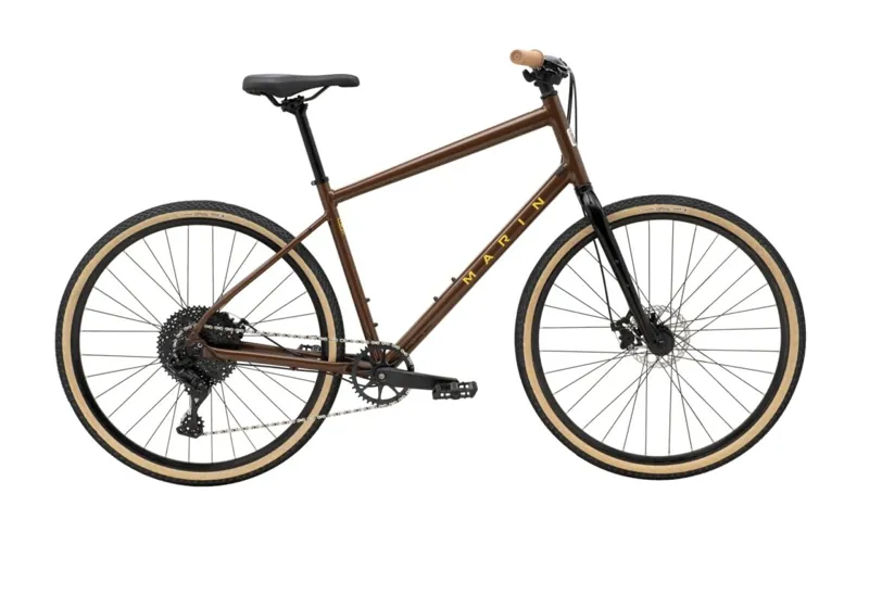 Marin Kentfield 2 Flat Bar Hybrid Bike - Gloss Brown/ Black/ Yellow