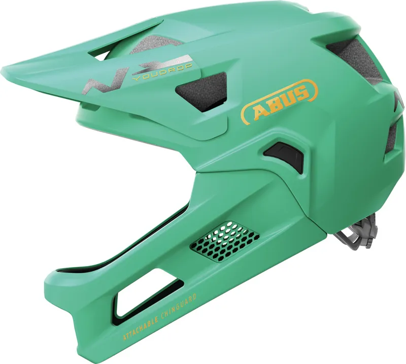 Abus YouDrop Full Face Removable Chinbar Kids Helmet - 48-55cm Small - Sage Green