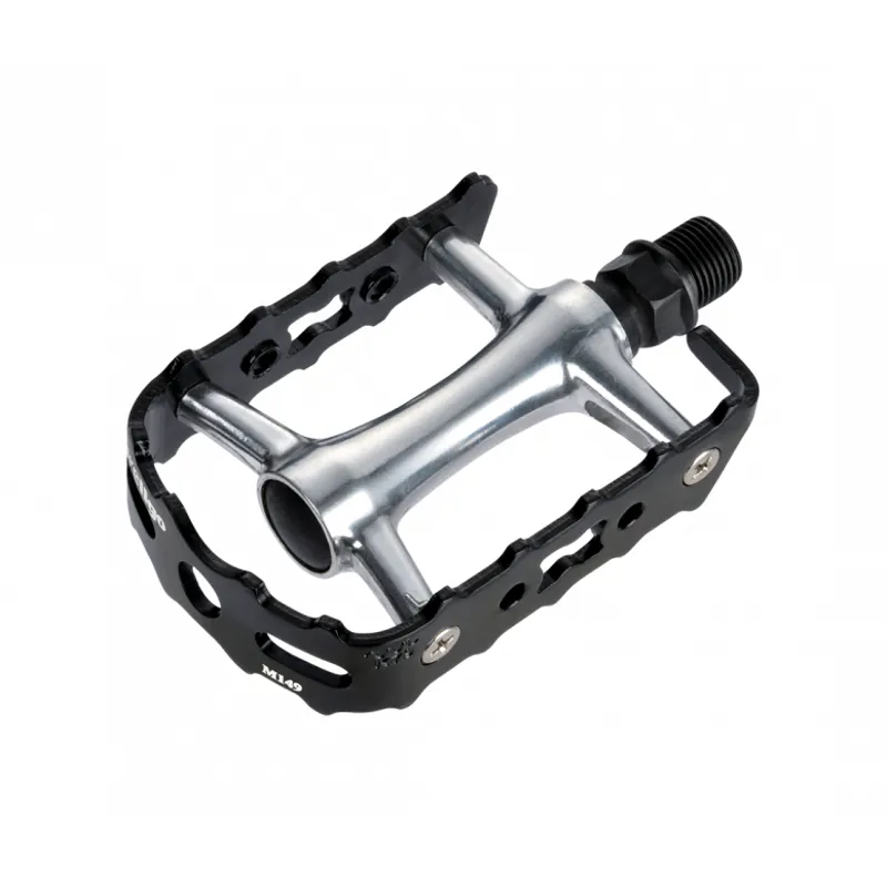 SystemEX M500 Alloy Touring Pedal - Toe Clip Compatible - Silver/ Black