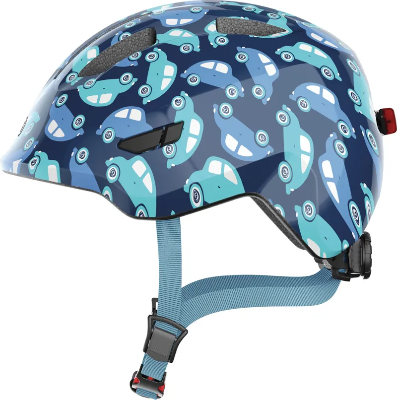 ABUS Smiley 3.0 LED Kids Helmet - Blue Car