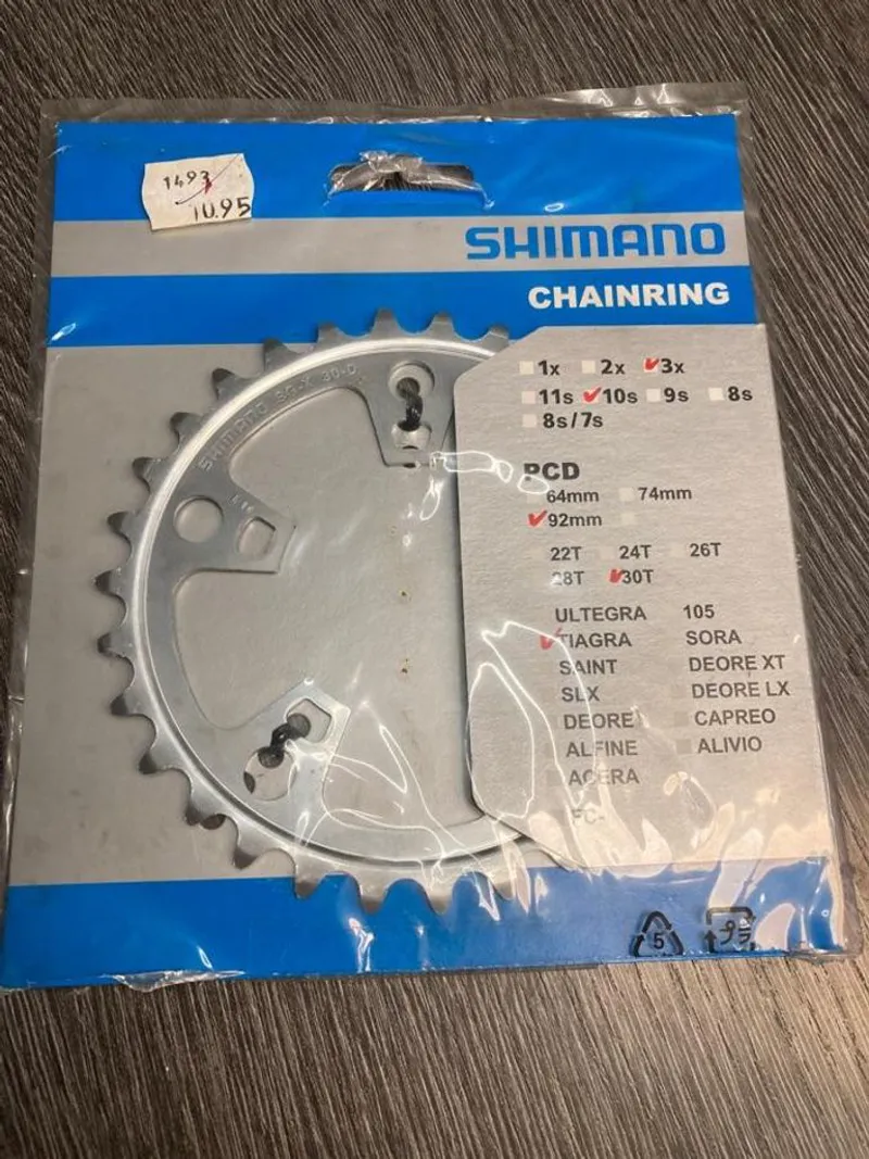 Shimano FC-4603 Tiagra Chainring 10 Speed  92 PCD 30 Tooth - Silver-1