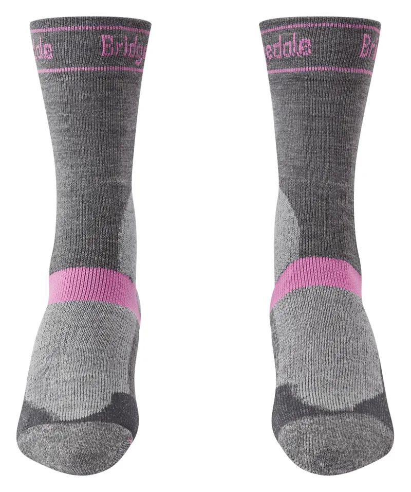 Bridgedale Women's Winter Weight T2 Merino Sport Boot - Grey/ Pink-1