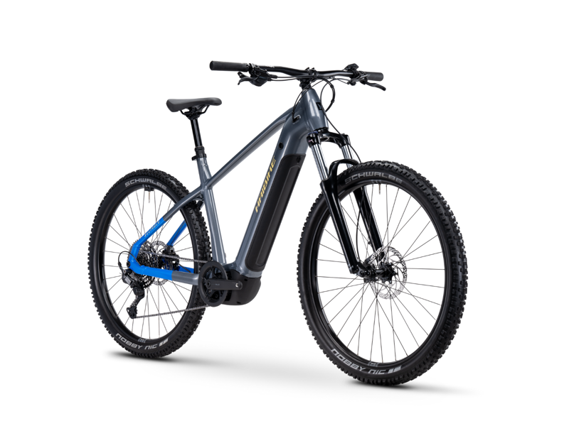 Haibike Alltrack 6.5 E.Mountain Bike - Gloss Grey/ Blue/ Yellow-1