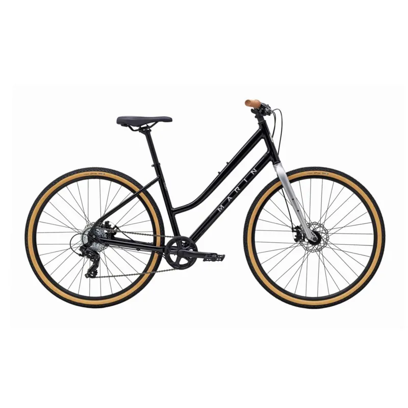 Marin Kentfield 1 ST Flat Bar Hybrid Bike - Gloss Black/ Chrome