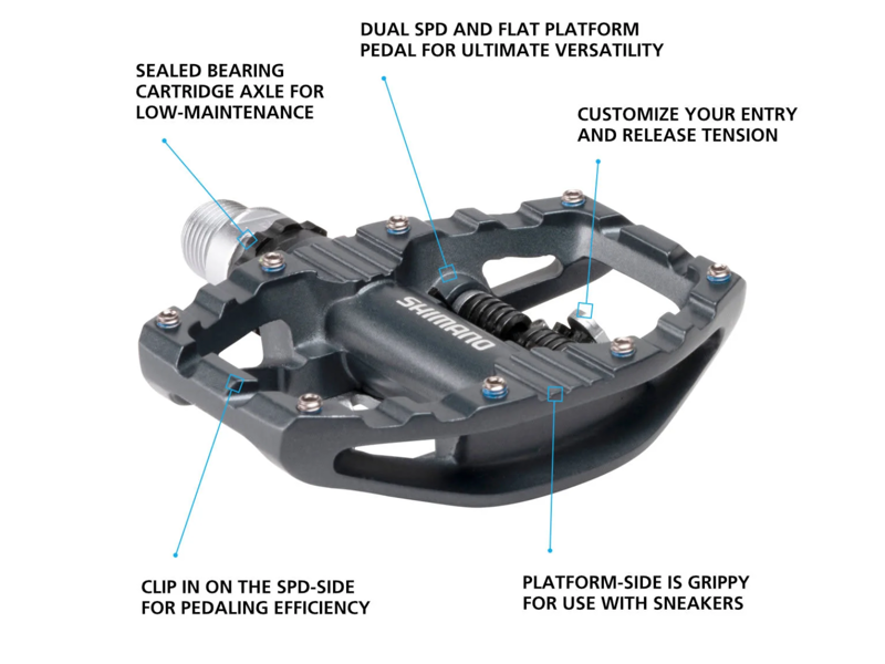 Shimano EH500 SPD Dual Sided Platform Clipless Pedals - Grey-2