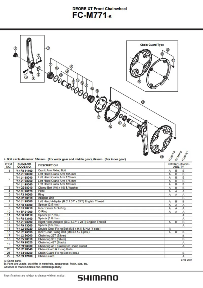 Shimano XT FC-M771 Chainring Bolts - Pack of 4