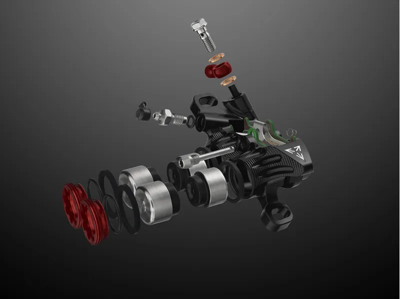 Hope Tech 4 Evo GR4 Disc Brakes - Silver / Red-4