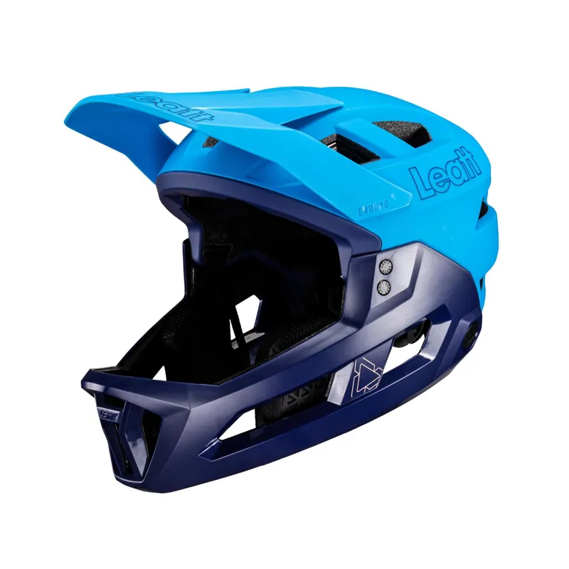 Leatt Helmet MTB Enduro 2.0 Detactable Chinbar Full Face - Cyan/ Black-1