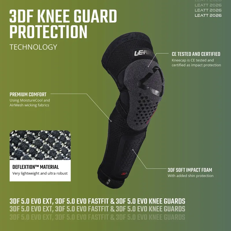 Leatt 3DF 5.0 Evo FastFit Knee Guard -  Black-2