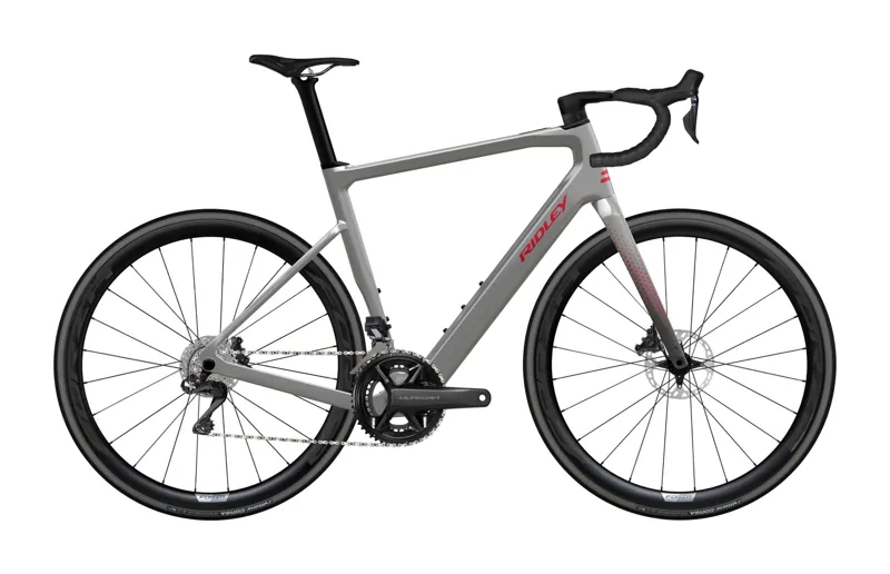 Ridley E-Grifn Ultegra Di2 E.Road Bike - Gloss Battle Ship Grey/ Candy Red