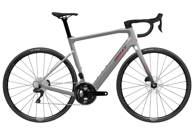 Ridley E-Grifn 105 Di2 E.Road Bike - Gloss Battle Ship Grey/ Candy Red