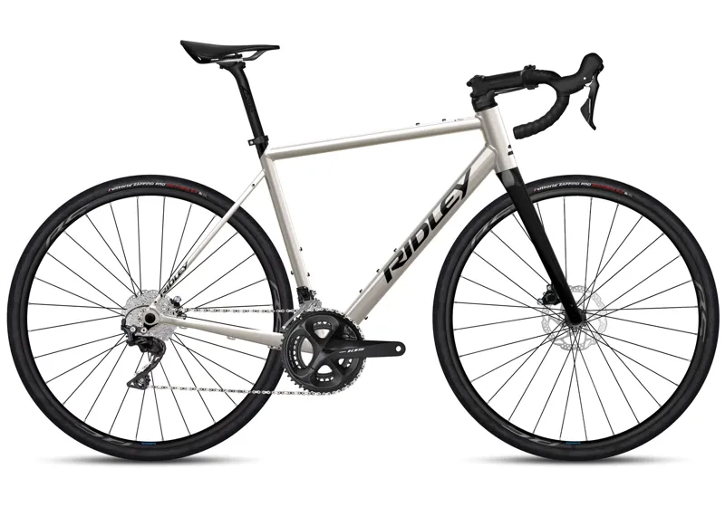 Ridley Grifn A 105 1x12 RS171 Road Bike - Gloss Silver Chain Grey/ Black