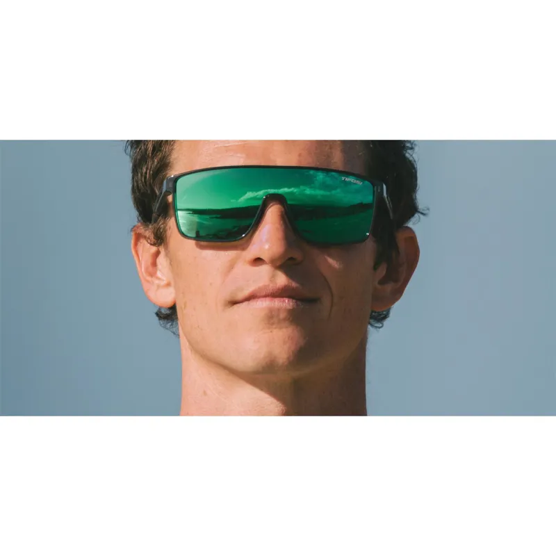 Tifosi Sanctum Single Lens Sunglasses - Crystal Smoke/ Green Mirror-5