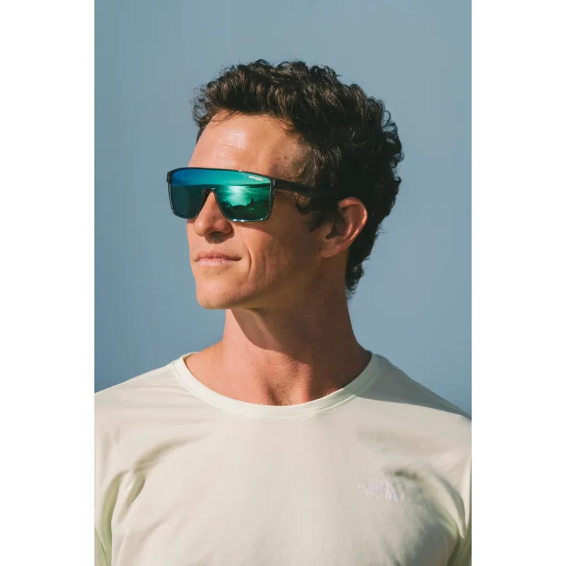Tifosi Sanctum Single Lens Sunglasses - Crystal Smoke/ Green Mirror-6
