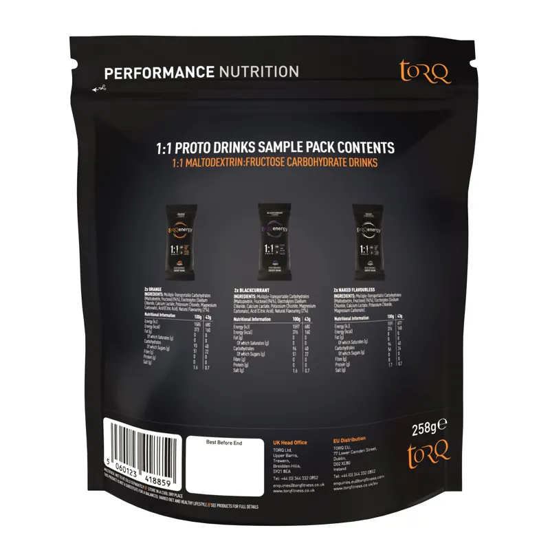 TORQ 1:1 Proto Drinks Sample Pack Three Flavours - 6x 43gram Sachets-1