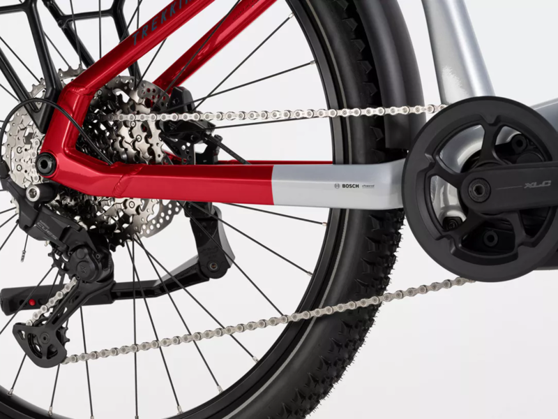 Haibike Trekking 7 Crossbar Hybrid E.Bike - Gloss Soft Grey/ Red/ Blue-5