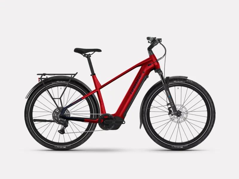 Haibike Trekking 7 Crossbar Hybrid E.Bike - Gloss Juicy Red/ Blue
