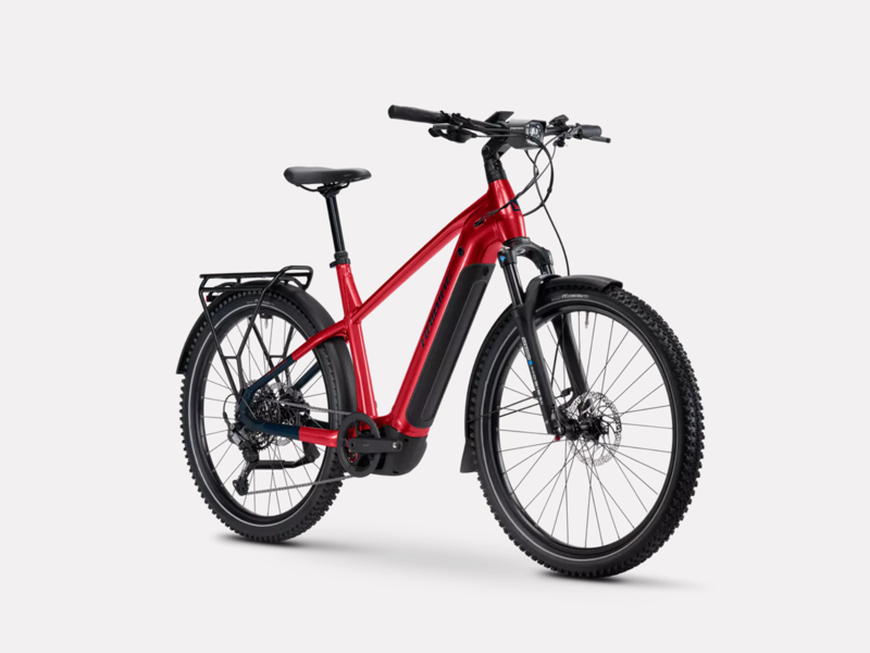 Haibike Trekking 7 Crossbar Hybrid E.Bike - Gloss Juicy Red/ Blue-1