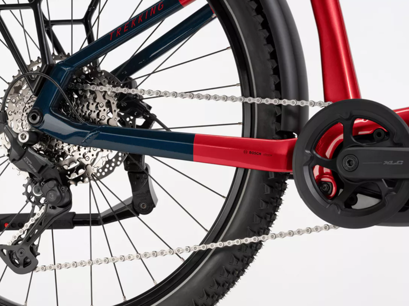 Haibike Trekking 7 Crossbar Hybrid E.Bike - Gloss Juicy Red/ Blue-5