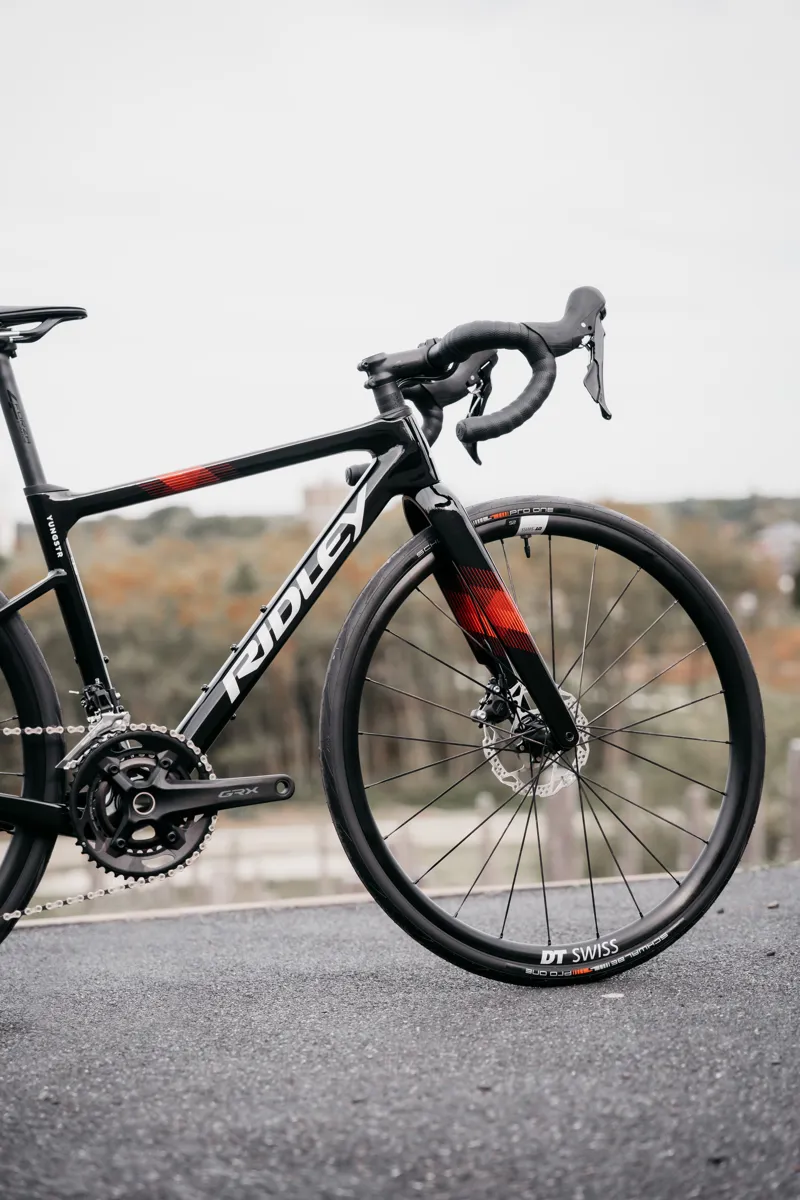 Ridley Yungstr GRX400 2x10 Kids Road Bike - Gloss Black/ Silver/ Red-8