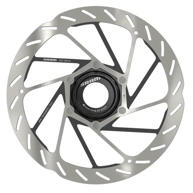 SRAM HS2 Centerlock Rotor - Rounded - Black/ Silver
