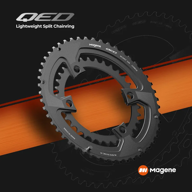 Magene QED Split Chainrings 104 BCD 4 Bolt Asymmetric-  Black-5