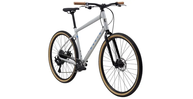 Marin Kentfield 2 Flat Bar Hybrid Bike - Gloss Chrome/ Blue-1