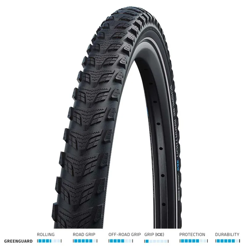 Schwalbe Marathon 365 Greenguard Four Season All Terrain Tyres - Black/ Reflective