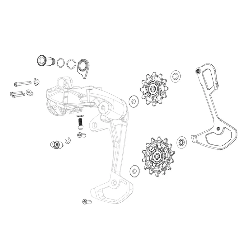 Sram Rear Derailleur Pulley Kit XX T-Type Eagle AXS - Includes 14T Upper And 16T Lower Metal Spider Pulley 2 Aluminum Pulley Screws in Black