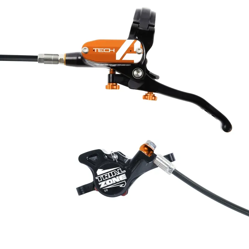 Hope Tech 4 Trial Zone Disc Brakes - No Rotor - Black/ Orange