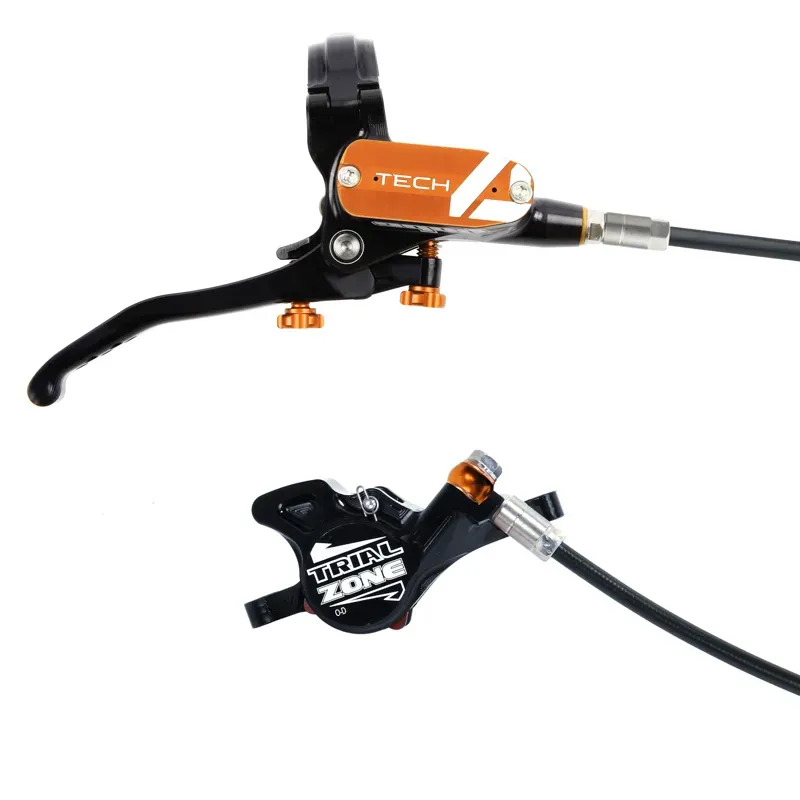 Hope Tech 4 Trial Zone Disc Brakes - No Rotor - Black/ Orange-1