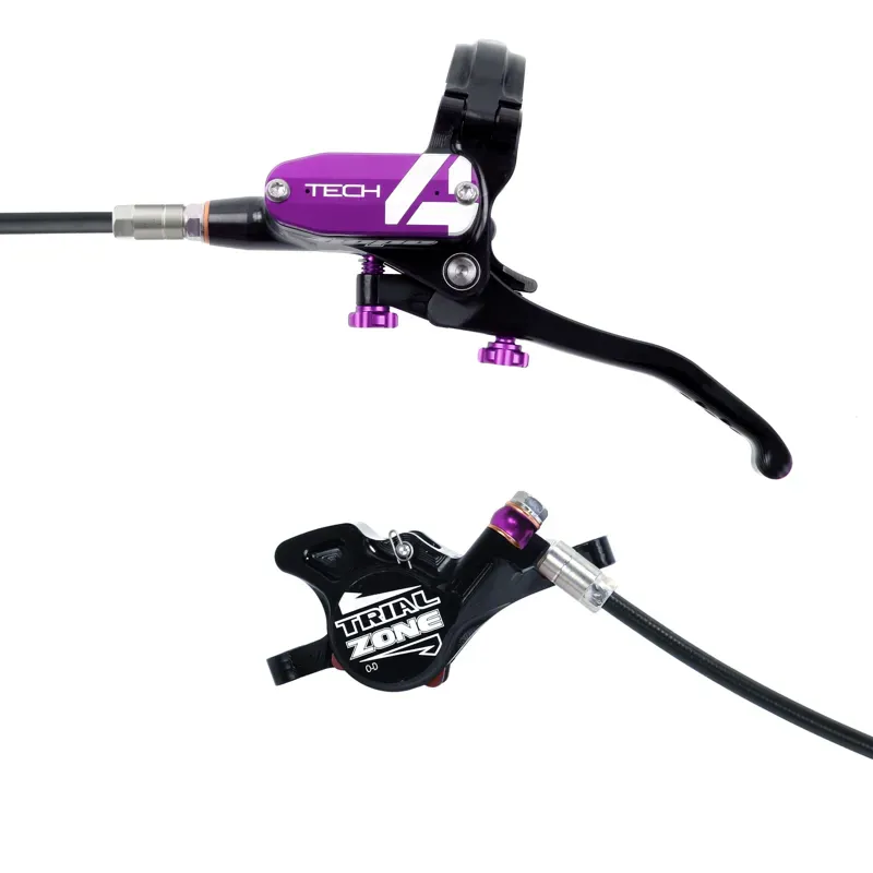 Hope Tech 4 Trial Zone Disc Brakes - No Rotor - Black/ Purple