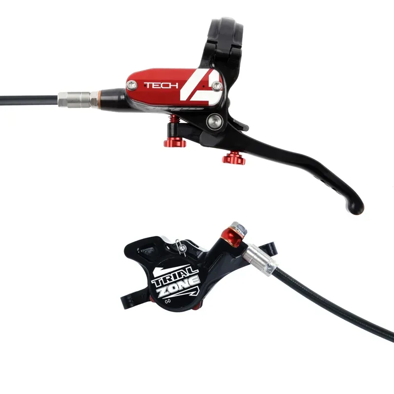 Hope Tech 4 Trial Zone Disc Brakes - No Rotor - Black/ Red