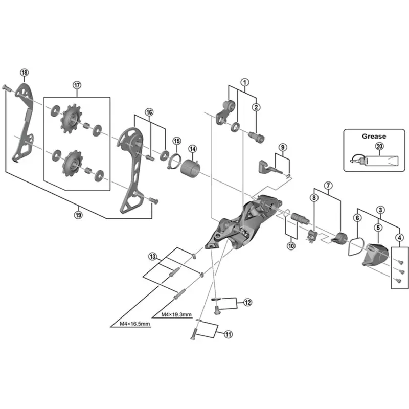 Shimano RD-M6000 Rear Derailleur Pulley Set GS - Black/ Silver-1