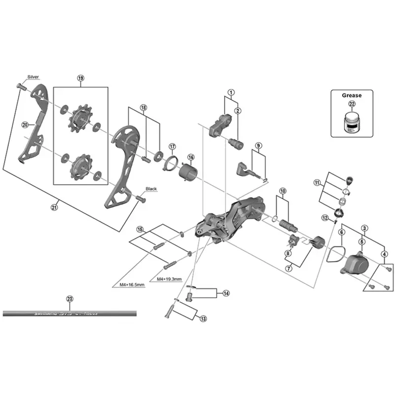 Shimano RD-R8000 Pulley Set - Black/ Silver-1