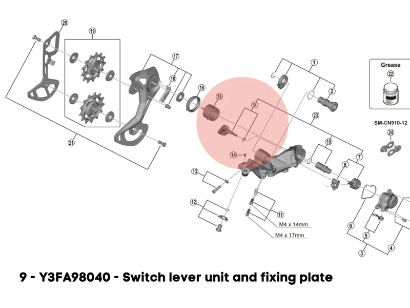 Shimano RD-M9100 Switch Lever and Fix Plate - Y3FA98040