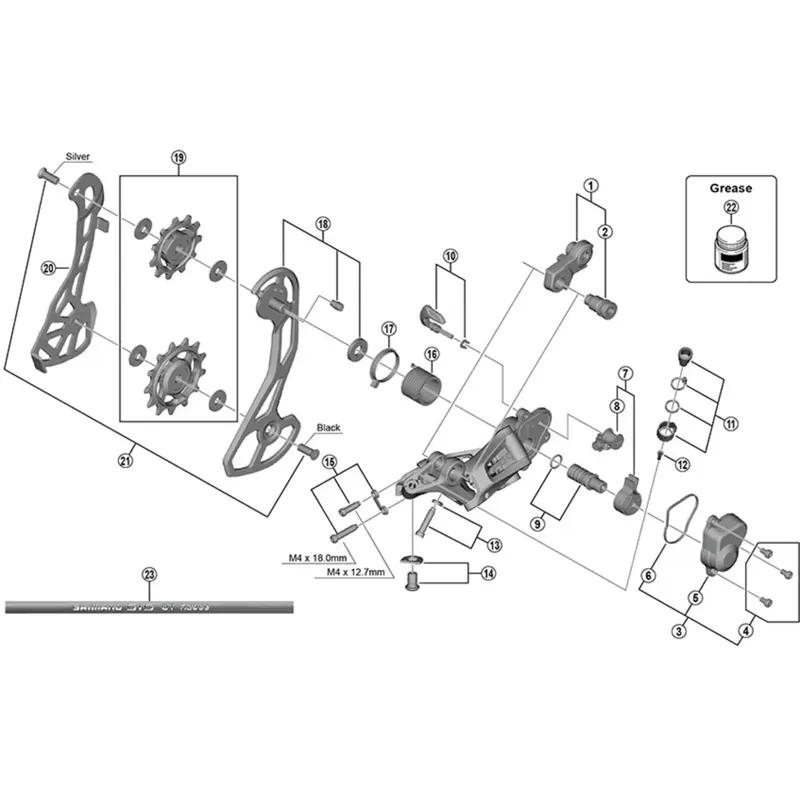 Shimano RD-RX815/ RX810 GRX Pulley Set - Black/ Silver-1